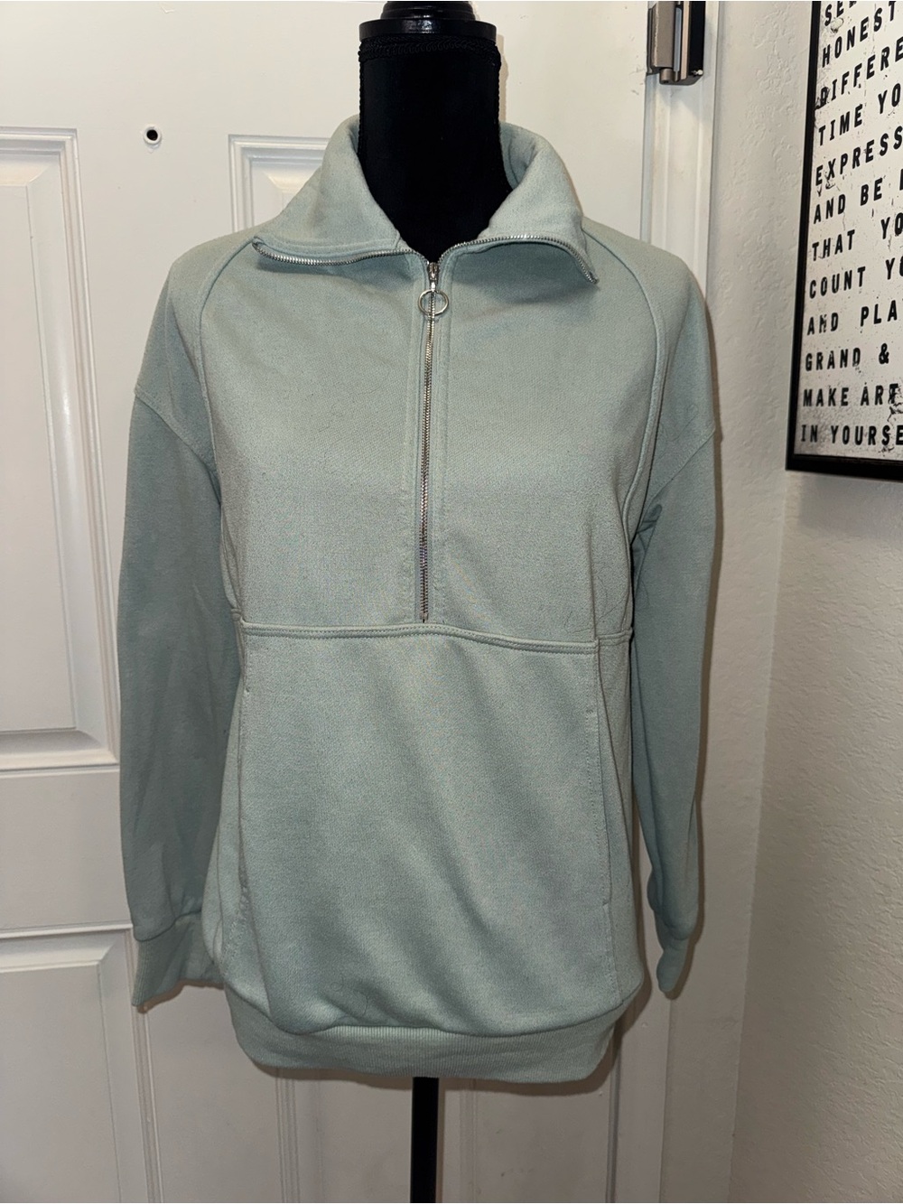 Women's Sage Green Half-Zip Pullover 0393